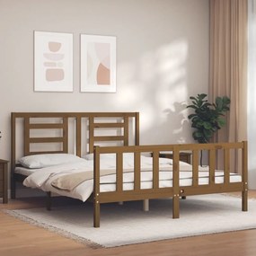 Posteľný rám s čelom medovohnedý 5FT King Size masívne drevo 3192889