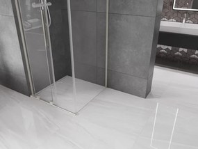 Mexen Velar L, sprchový kút s posuvnými dverami 120 x 120 cm, 8mm číre sklo, brúsená oceľ, 871-120-120-03-97