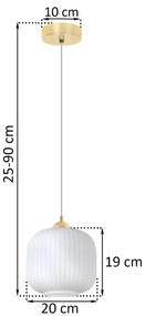 Závesné svietidlo Riffle 2, 1x biele sklenené tienidlo, g
