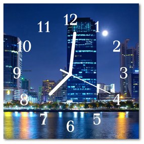 Nástenné sklenené hodiny Noc mesta 30x30 cm