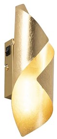Retro nástenná lampa list zlatá vrátane vypínača - Belle