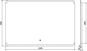 Mexen Nida podsvietené kúpeľňové zrkadlo 120 x 80 cm, LED 6000K, proti hmle - 9806-120-080-611-00