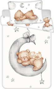 Biele bavlnené detské obliečky do postieľky 100x135 cm Teddy Bear "Ribbon" – Jerry Fabrics