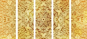 5-dielny obraz zlatá etnická Mandala - 200x100