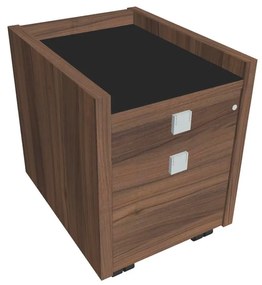 Mobilný kontajner Verno 47 x 60 cm so sklom, 2 zásuvky, orech / čierna