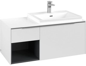 VILLEROY &amp; BOCH Subway 3.0 závesná skrinka pod umývadlo (umývadlo vpravo), 2 zásuvky + regálový prvok, 1001 x 516 x 422,5 mm, Pure White, C57100VF