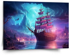 Sablio Obraz Magická plachetnica pod mesiacom - 150x110 cm