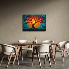 Obraz - Strom života a slnko v mozaike (70x50 cm)