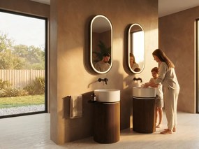 Sapho Sapho, OASIS keramické umývadlo voľne stojace ø 40x89cm, biela/betón infinity, AS408-42238