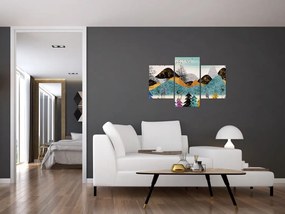 Grafický obraz s jeleňmi (90x60 cm)