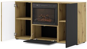 Skrinka s krbom Aurella (čierna + dub artisan). Akcia -20%. Vlastná spoľahlivá doprava až k Vám domov. 1124876