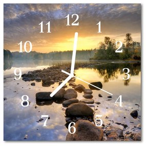 Nástenné sklenené hodiny Jazero natura 30x30 cm
