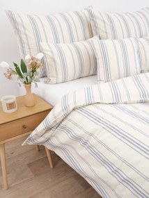 Predĺžené bavlnené obliečky Natural - Prúžky modré
