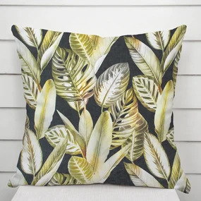 Biante Zamatová obliečka na vankúš Tamara TMR-010 Zlaté tropické listy na zelenom 60 x 60 cm