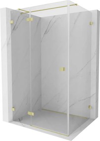 Mexen Lunar T, sklápací sprchový kút ľavý 115 x 80 cm, 8mm číre sklo, zlatý matný profil, 834T-115-080-55-00-L