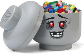 Sivý plastový detský úložný box ø 24x27 cm Head Zombie L – LEGO®