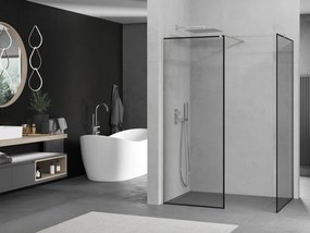 Mexen Kioto, 2-stenová sprchová zástena Walk-In 160 x 80 cm, 8mm číre sklo čierny vzor, brúsená oceľ profil, 800-160-202-97-70-080