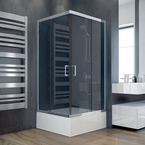 Besco Štvorcový sprchový kút MODERN SQ 80x80 (90x90), výška 165 cm - bez vaničky BESCO-Rozmery: 80x80, BESCO-Profily: profily: chróm, výplň: grafit