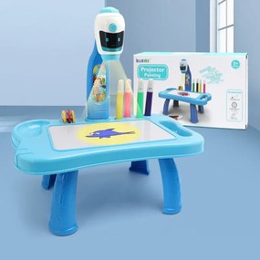LEAN TOYS Mini projektorový stôl 2v1 s príslušenstvom – Modrý