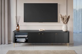 TV stolík Vespera 3D 187 cm - čierna / zlaté nožičky
