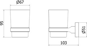 Mexen Remo, pohár na zubné kefky, čierny chróm, 7050738-73