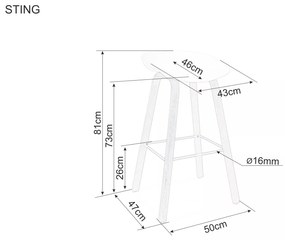 Barová židle STING 81 cm bílá