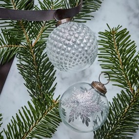 House Doctor Vianočná ozdoba Snowi Clear Silver – set 4 ks