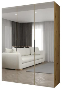 Šatníková skriňa 150 cm Mirabella 3 (dub artisan + čierna). Akcia -20%. Vlastná spoľahlivá doprava až k Vám domov. 1126457