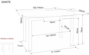 Rozkládací jídelní stůl Dante I 102/144 cm dub cremona torro/kašmír