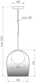 Toolight - stropná sklenená lampa G9 25W APP1026-1CP, čierna, OSW-09484