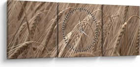 Obraz - Zlaté pole (s hodinami) (90x30 cm)