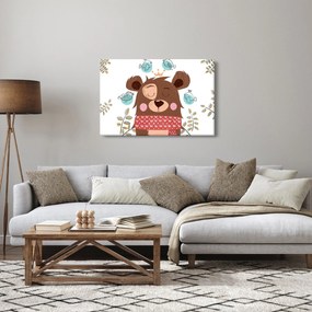 Obraz - Medvedík s vtáčikmi (90x60 cm)