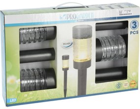 ProGarden Sada nehrdzavejúcich solárnych svetiel, 3 ks, teplá biela