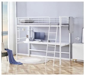 Poschodová posteľ so stolom Joliet 90 x 200 cm, biela