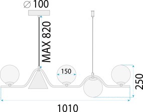Toolight Toolight, stropné svietidlo 5xE27 APP1662-5CP, zlatá lesklá, OSW-04129