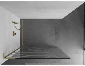 Mexen Kioto L, sprchová zástena Walk-In 90 x 200 cm, 8mm číre sklo biely vzor, zlatý matný profil, 800-090-103-55-97