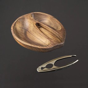 AMADEA Drevená miska v tvare orecha so luskáčikom, masívne drevo americký orech, 23x28x4,5 cm