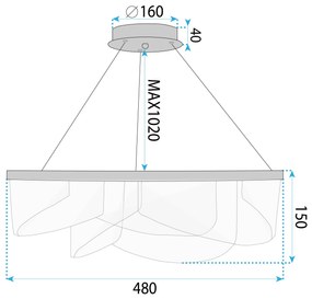 Toolight Toolight, stropné svietidlo 50cm, 57W, 4000K, 4000lm, LED G138-CP, zlatá, OSW-02622