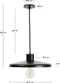 Čierne závesné svietidlo s kovovým tienidlom Nuvira – Kave Home