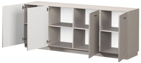 Komoda Lorini 200 cm štvordverová - kašmír / čierne úchytky T-bar