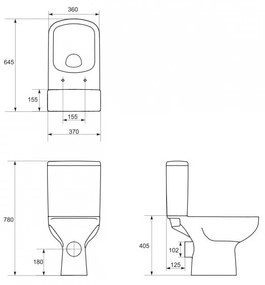 Cersanit COLOUR - WC kombi+sedátko soft close, horizontálny odpad, biela, K103-027