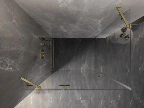 Mexen Lunar, výklopný sprchový kút ľavý 75 x 90 cm, 8mm číre sklo, zlatý matný profil, 834-075-090-55-00-L