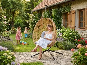 Závesné kreslo JASMINA naturálne / sivé / čierne FAT0722