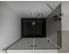 Mexen Lima, sprchový kút so skladacími dverami 80 (dvere) x 120 (stena) cm, 6mm šedé sklo, chrómový profil + slim sprchová vanička čierna + chrómový sifón, 856-080-120-01-40-4070