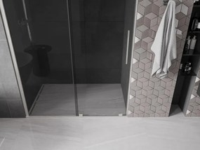 Mexen Velar, posuvné sprchové dvere do otvoru 140 cm, 8mm šedé sklo, brúsená oceľ, 871-140-000-41-97