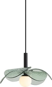 Dizajnová závesná lampa čierna so zeleným sklom - Kemner