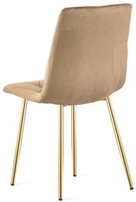 Jedálenská stolička LIBRA zamatová, hnedá / zlaté nohy
