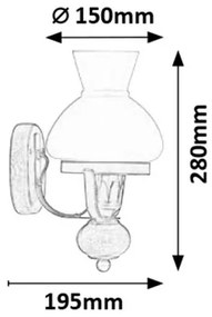 Rabalux PETRONEL nástenná lampa max. 1x60W | E27 | IP20 - tmavé drevo, čierna
