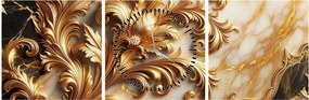 Obraz - Mramor so zlatom (s hodinami) (90x30 cm)