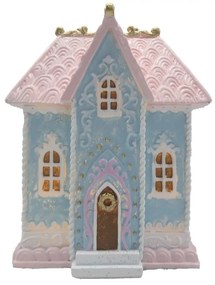Modro-ružový svietiaci domček s ľad svetielkami - 12*9*15 cm